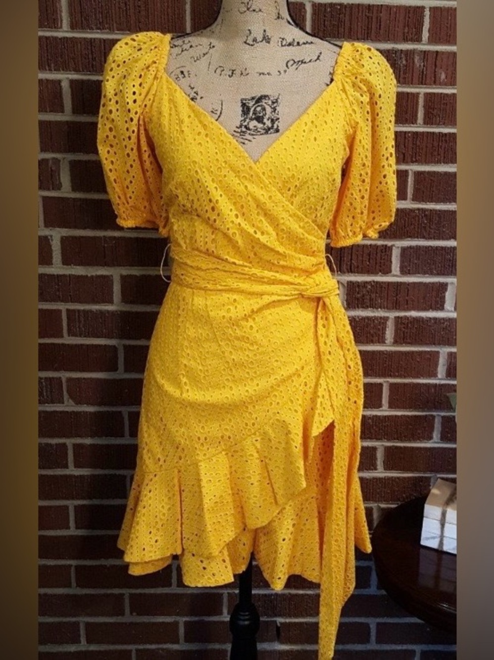 Sachin + Babi Davie Yellow Gold Lace Wrap Ruffle Mini Dress - Size 12 - NWT!